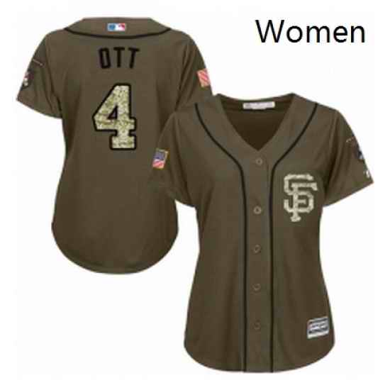 Womens Majestic San Francisco Giants 4 Mel Ott Replica Green Salute to Service MLB Jersey